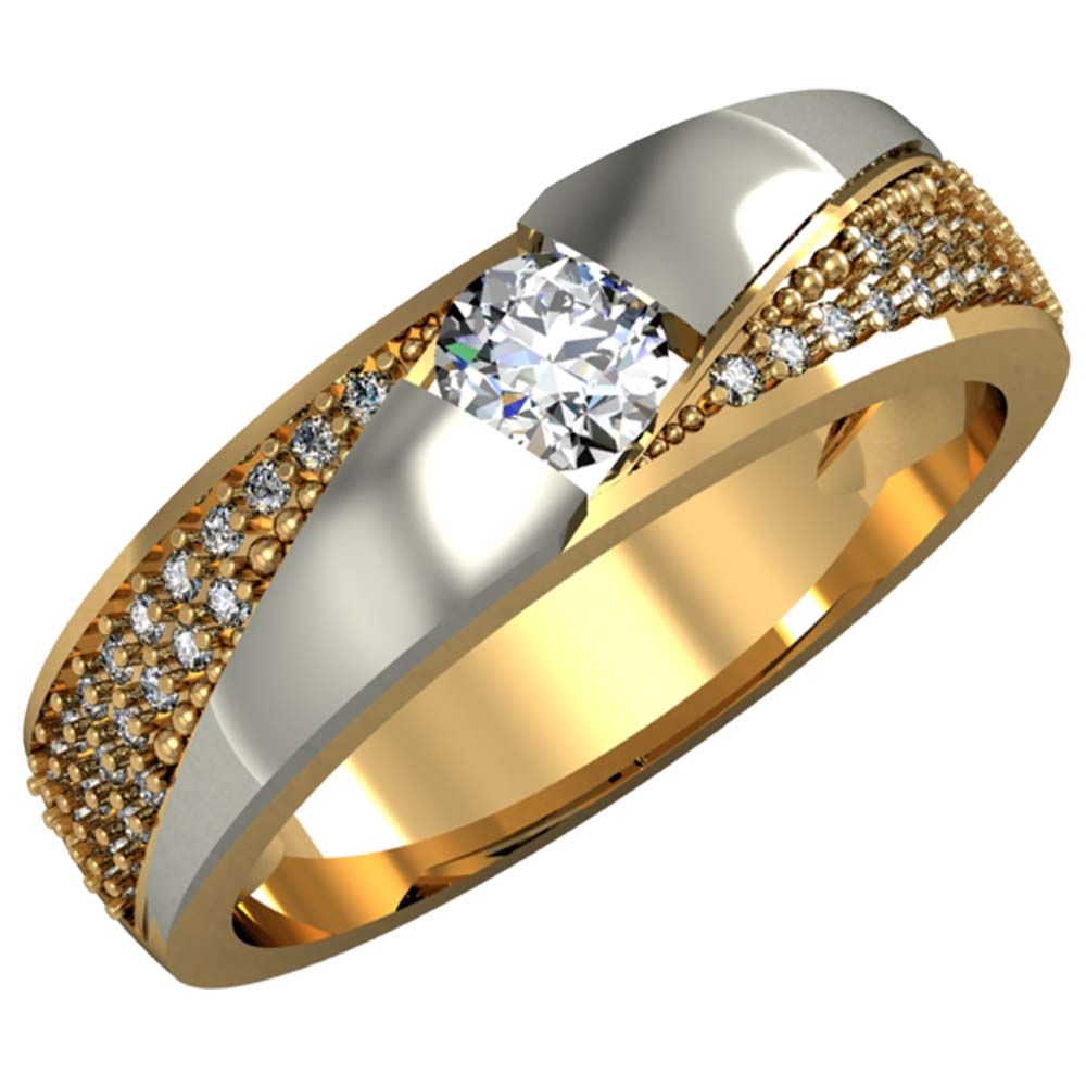 Перстень из красного+белого золота  с цирконием (модель 02-1296.0.4401)