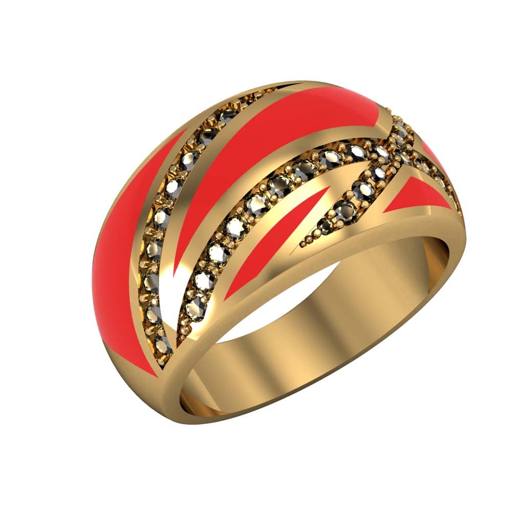 Перстень из красного золота  с цирконием (модель 02-1035.1.1401)