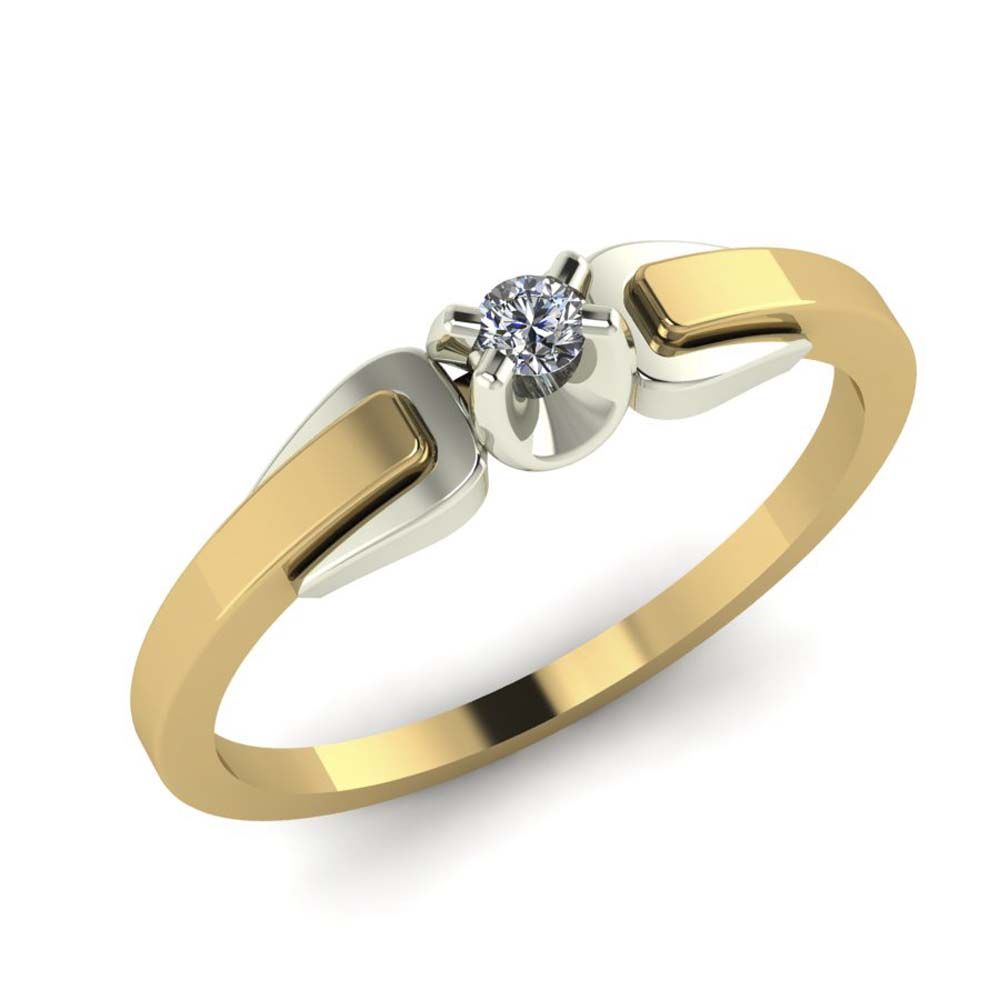 Перстень из красного+белого золота  с бриллиантом (модель 02-2046.0.4110)