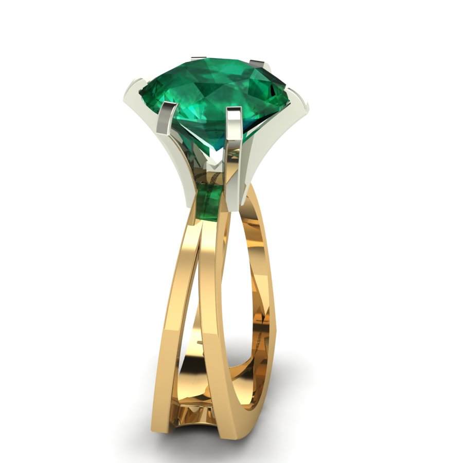 Перстень из красного+белого золота  с кварцем зеленым (модель 02-1322.1.4256) - 6
