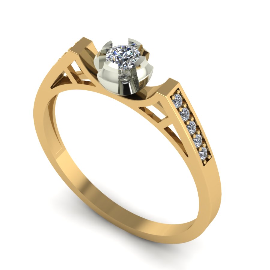 Перстень из красного+белого золота  с цирконием (модель 02-1357.0.4401) - 1