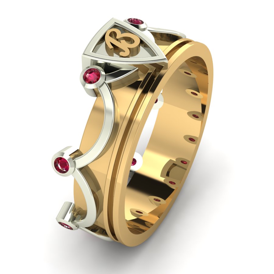 Перстень из красного+белого золота  с рубином (модель 02-1437.0.4140) - 2