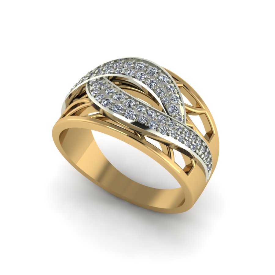 Перстень из красного+белого золота  с цирконием (модель 02-1545.0.4401) - 4