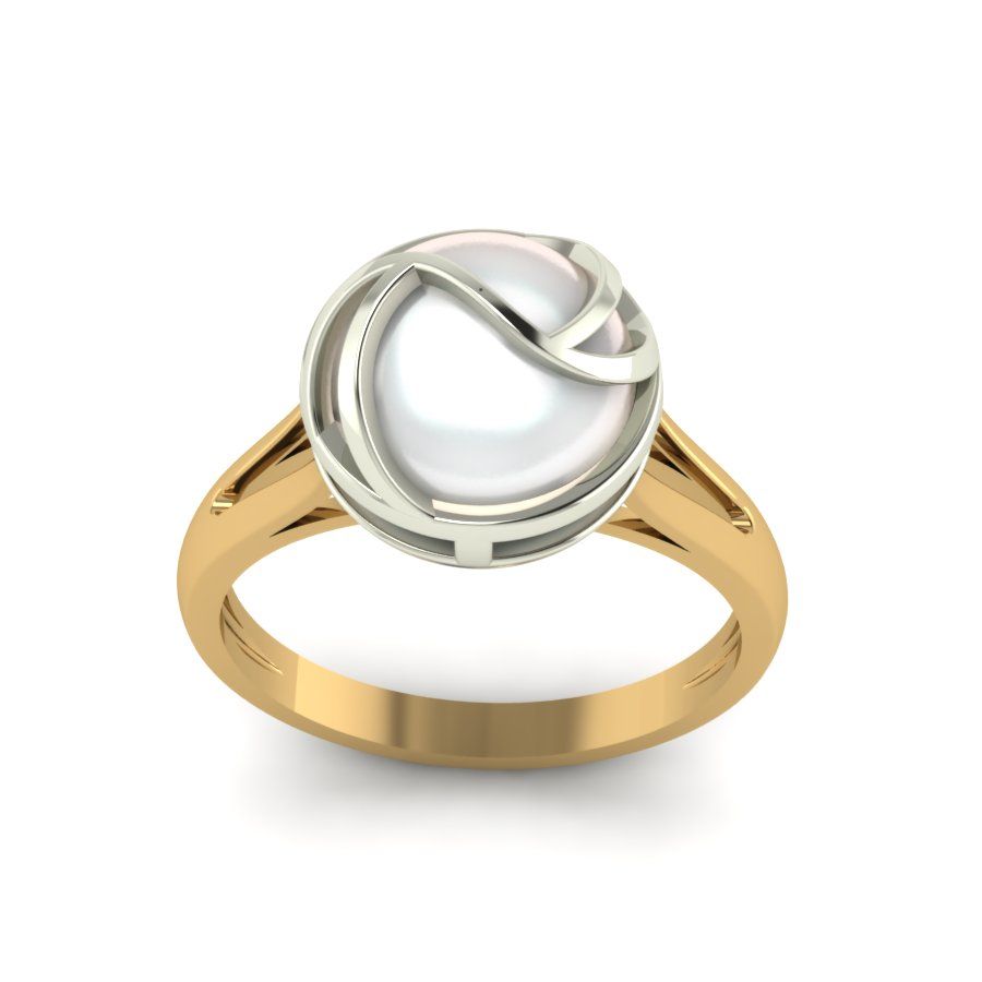 Перстень из красного+белого золота  с жемчугом (модель 02-1471.0.4310)