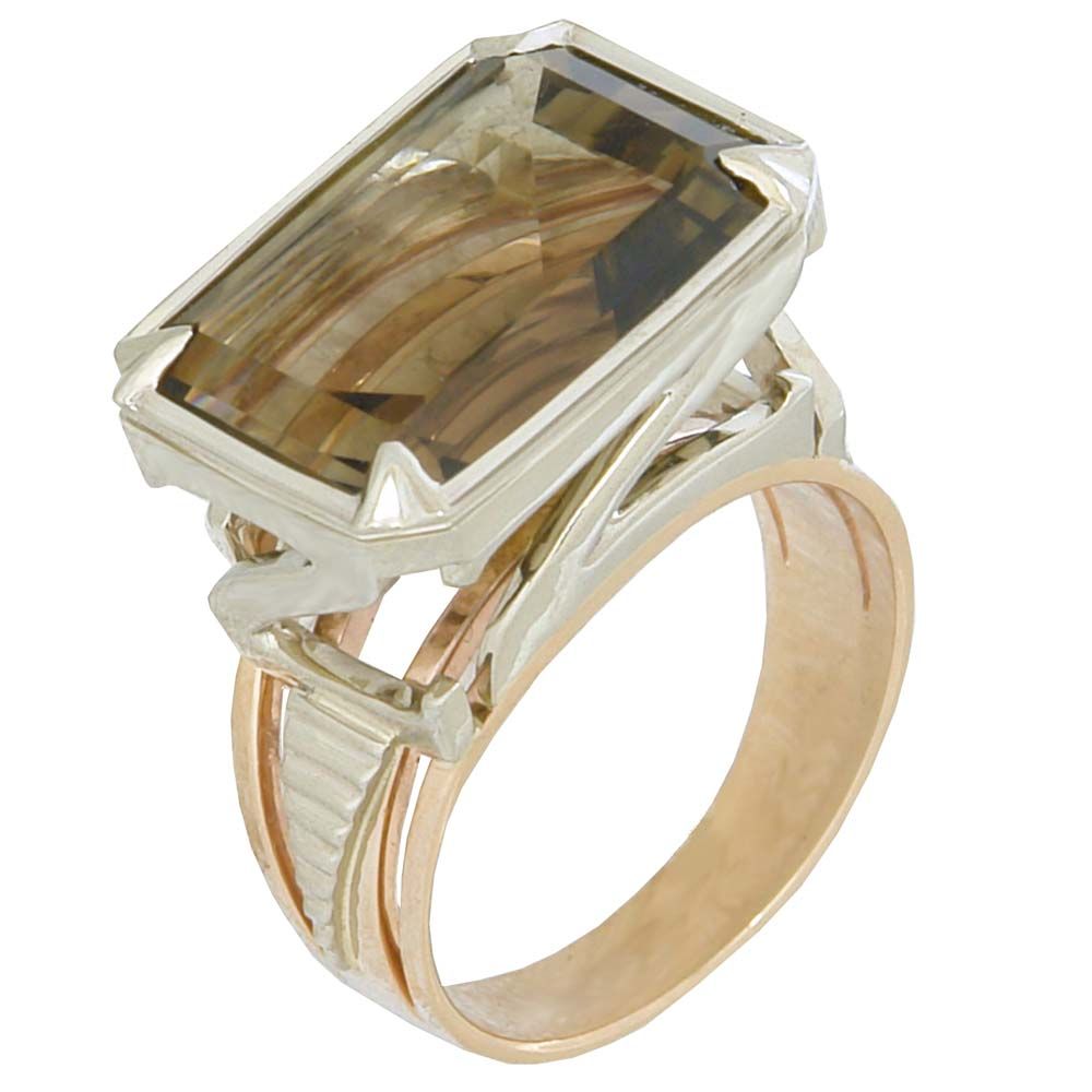 Перстень из красного+белого золота  с цитрином (модель 02-0668.0.4270)