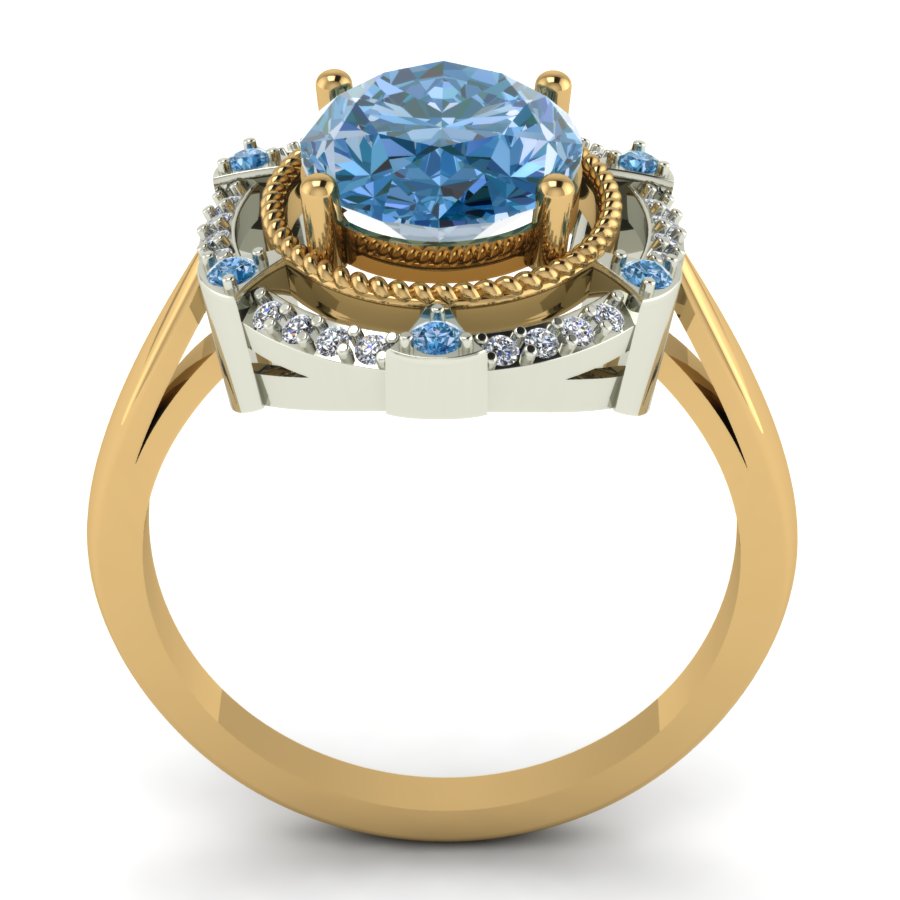 Перстень из красного+белого золота  с топазом (модель 02-1441.0.4220) - 6