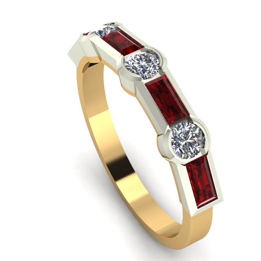 Перстень из красного+белого золота  с гранатом (модель 02-1368.0.4210) - 4
