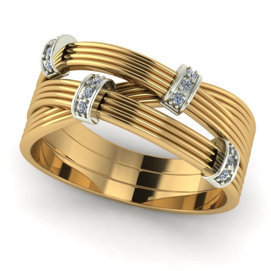 Перстень из красного+белого золота  с цирконием (модель 02-1331.0.4401)