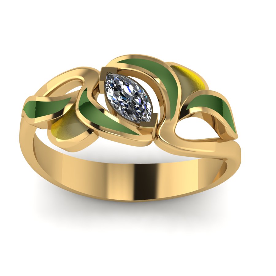 Перстень из красного золота  с цирконием (модель 02-1945.0.1401) - 1