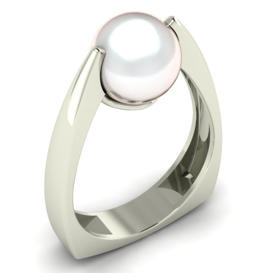 Перстень из белого золота  с жемчугом (модель 02-1954.0.2320)