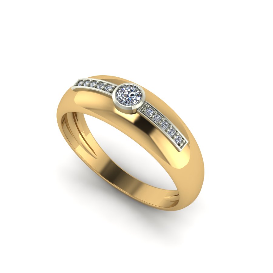 Перстень из красного+белого золота  с цирконием (модель 02-1517.0.4401) - 1