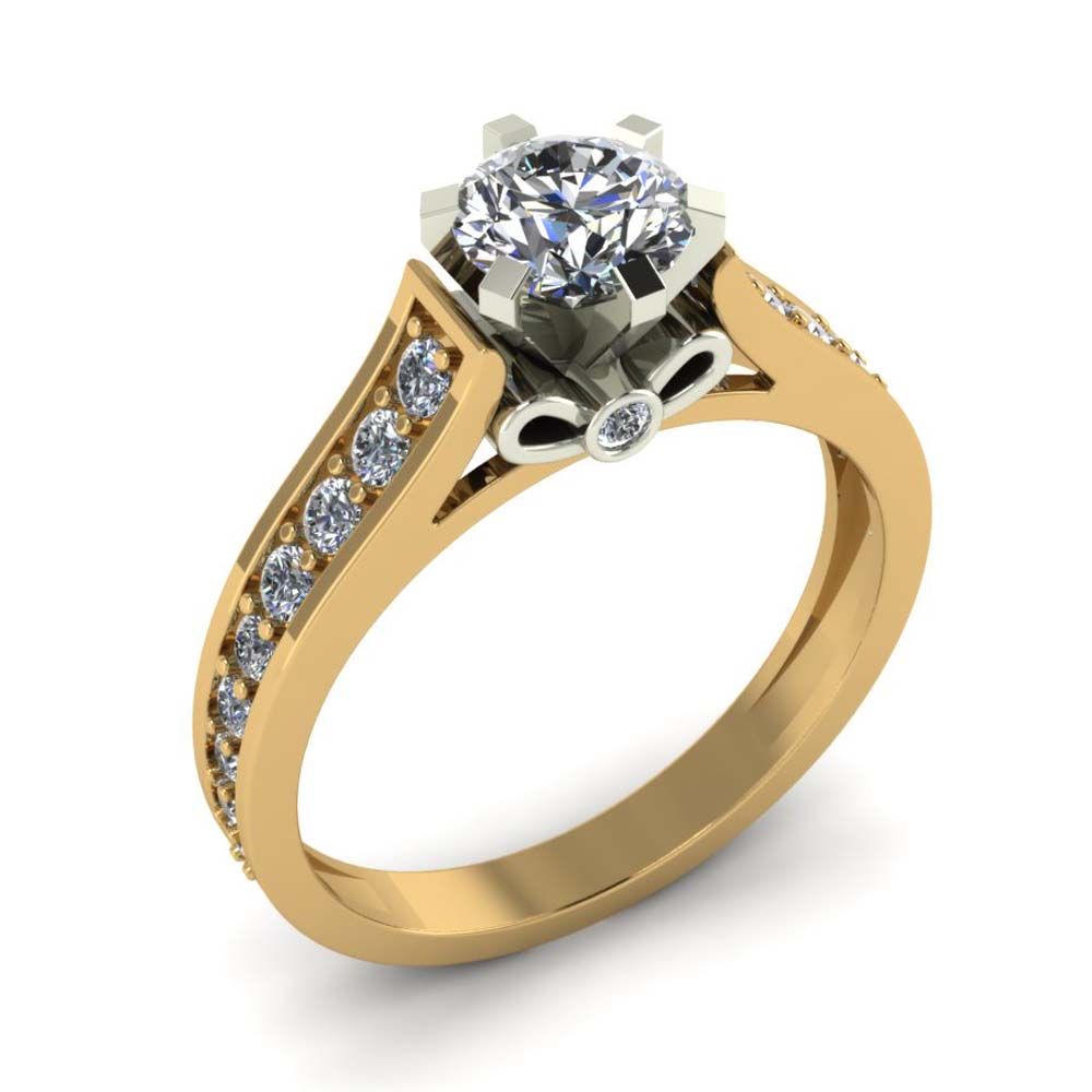 Перстень из красного+белого золота  с цирконием (модель 02-1620.0.4401)