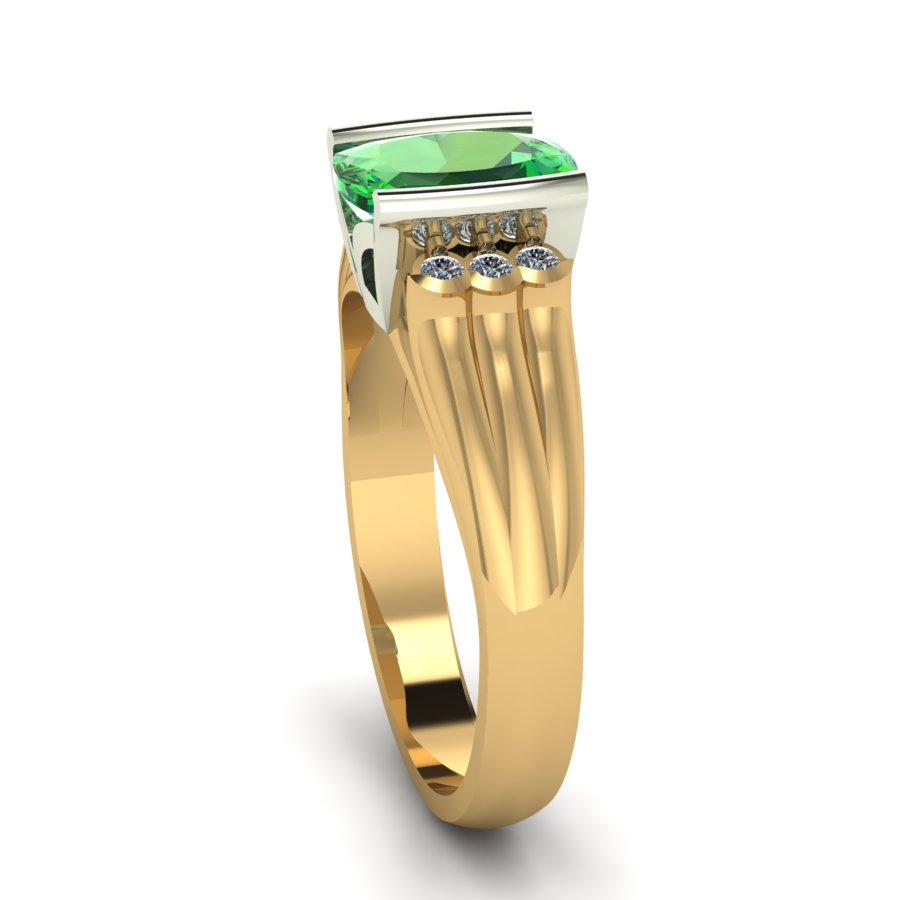 Перстень из красного+белого золота  с топазом зеленым (модель 02-1251.0.4225) - 4