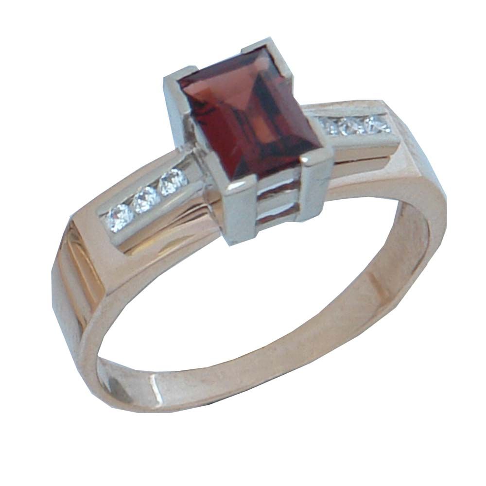 Перстень из красного+белого золота  с аметистом (модель 02-0561.0.4240)