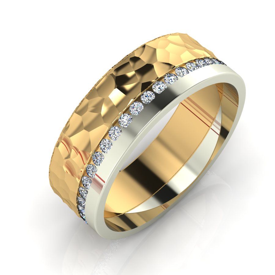 Обручальное кольцо из красного+белого золота  с цирконием (модель 04-0165.0.4401)