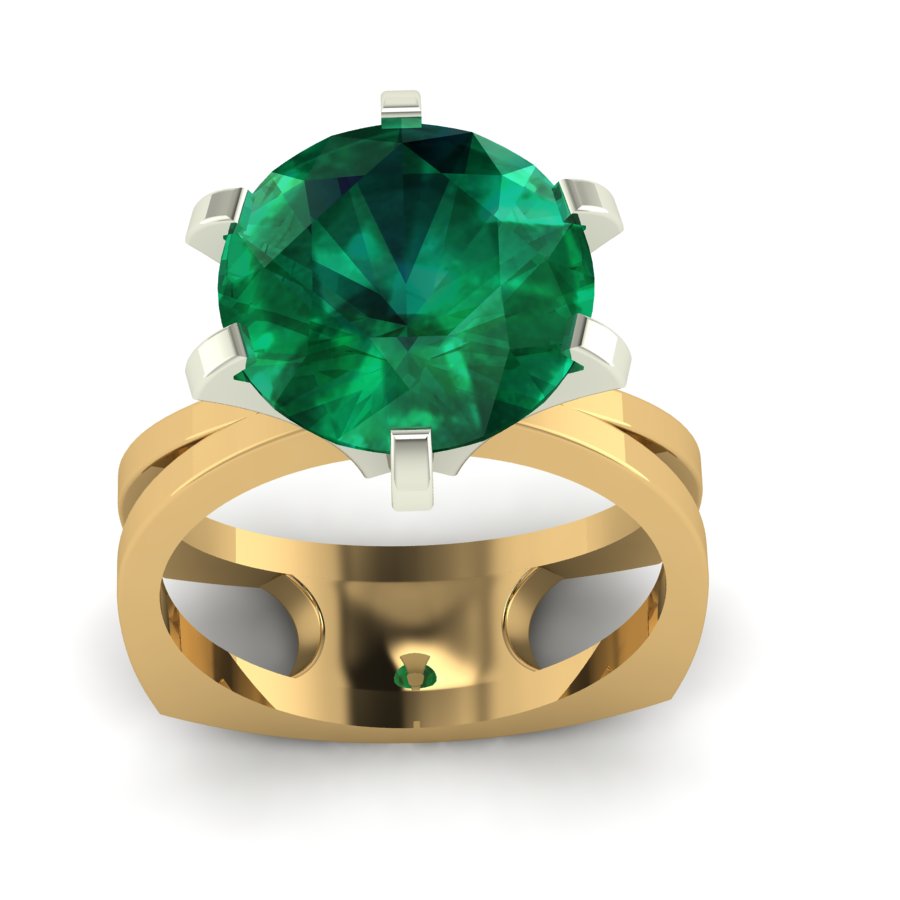 Перстень из красного+белого золота  с кварцем зеленым (модель 02-1322.1.4256) - 5