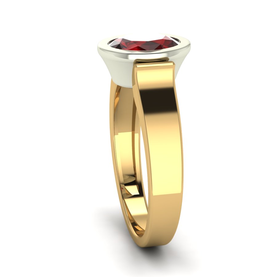 Перстень из красного+белого золота  с гранатом (модель 02-1261.0.4210) - 2
