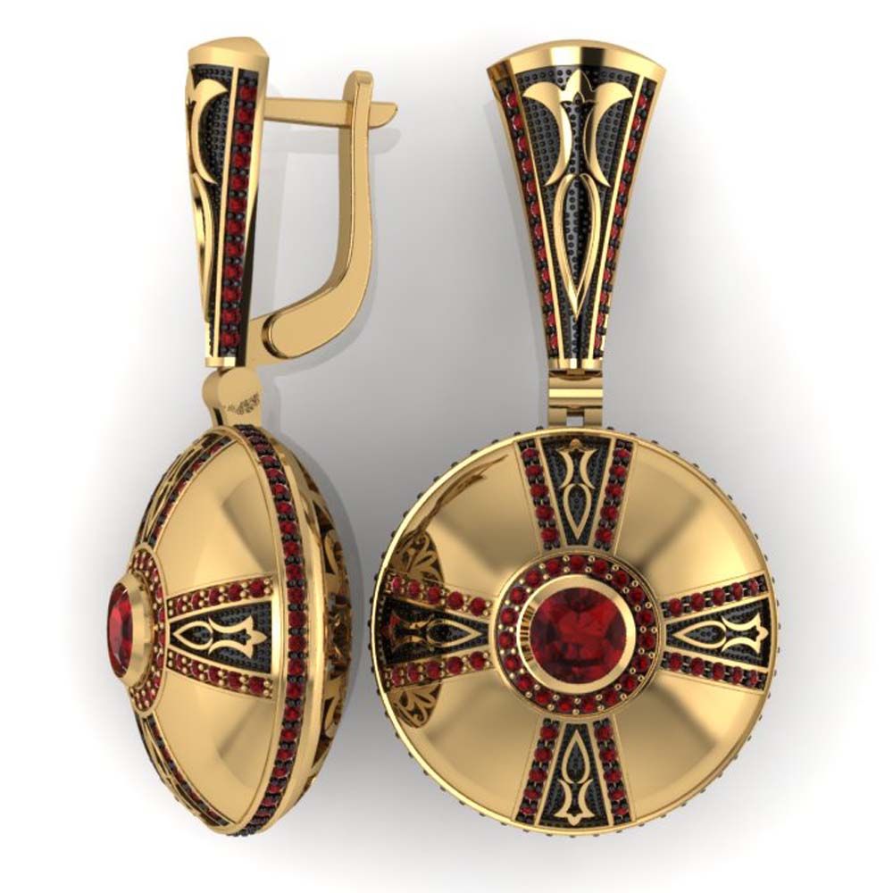 Серьги из красного золота  с гранатом (модель 03-1630.0.1210)