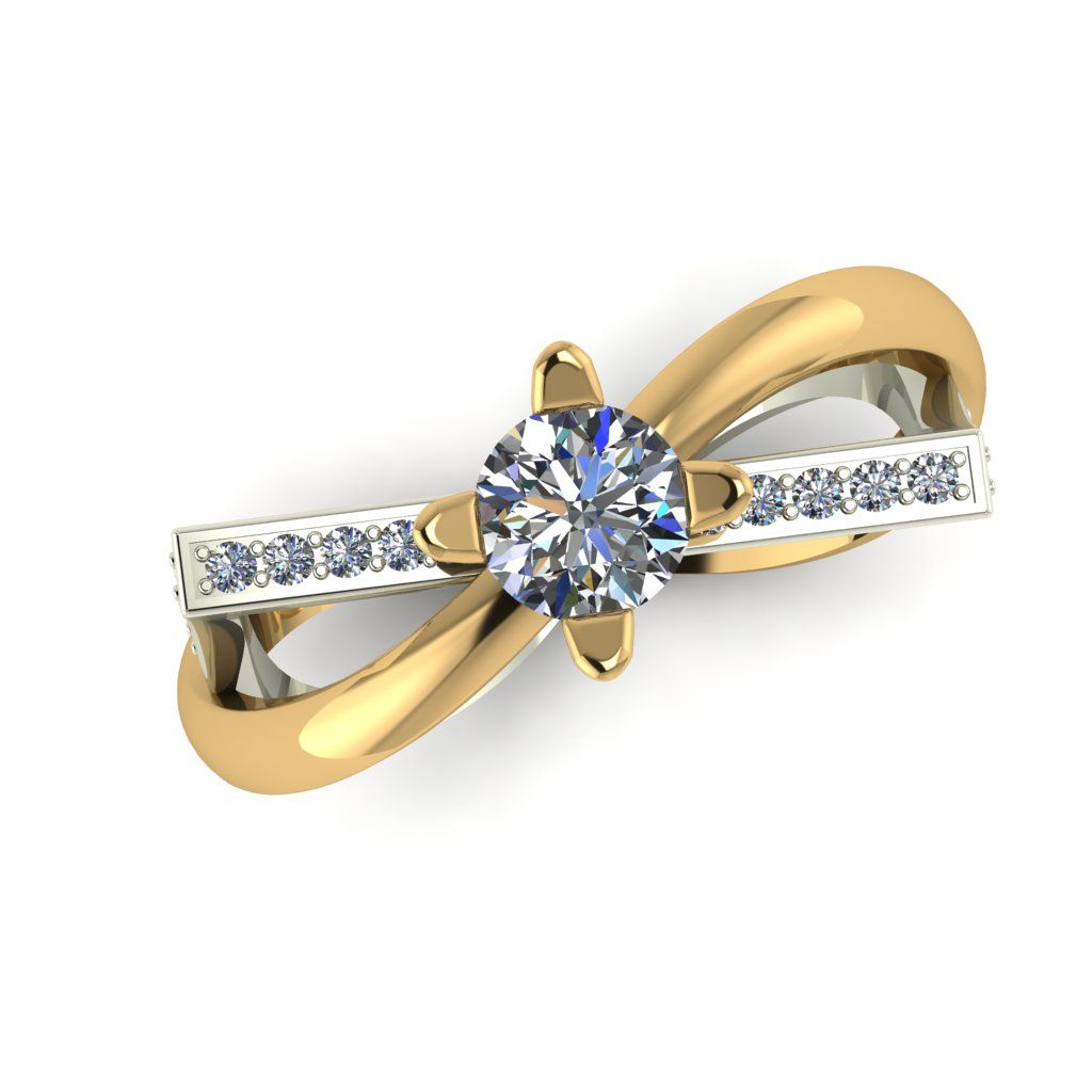 Перстень из белого золота  с бриллиантом (модель 02-2598.0.2110)