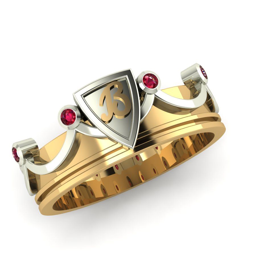 Перстень из красного+белого золота  с рубином (модель 02-1437.0.4140)