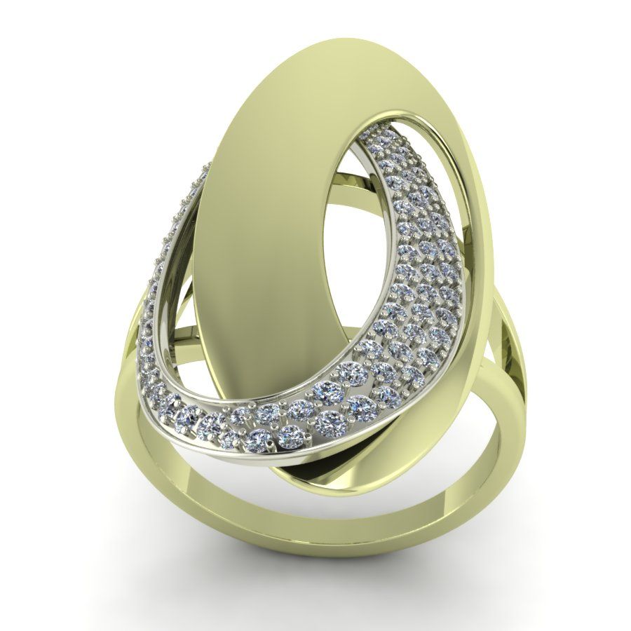 Перстень из лимонного+белого золота  с цирконием (модель 02-1421.0.5401)