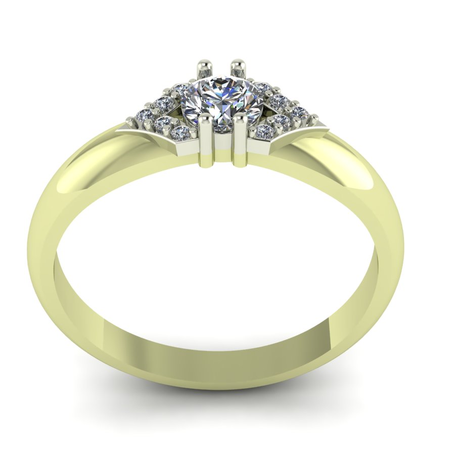 Перстень из лимонного+белого золота  с цирконием (модель 02-1631.0.5401) - 3