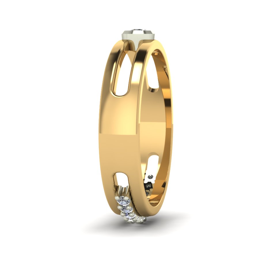 Перстень из красного+белого золота  с цирконием (модель 02-1739.0.4401) - 3