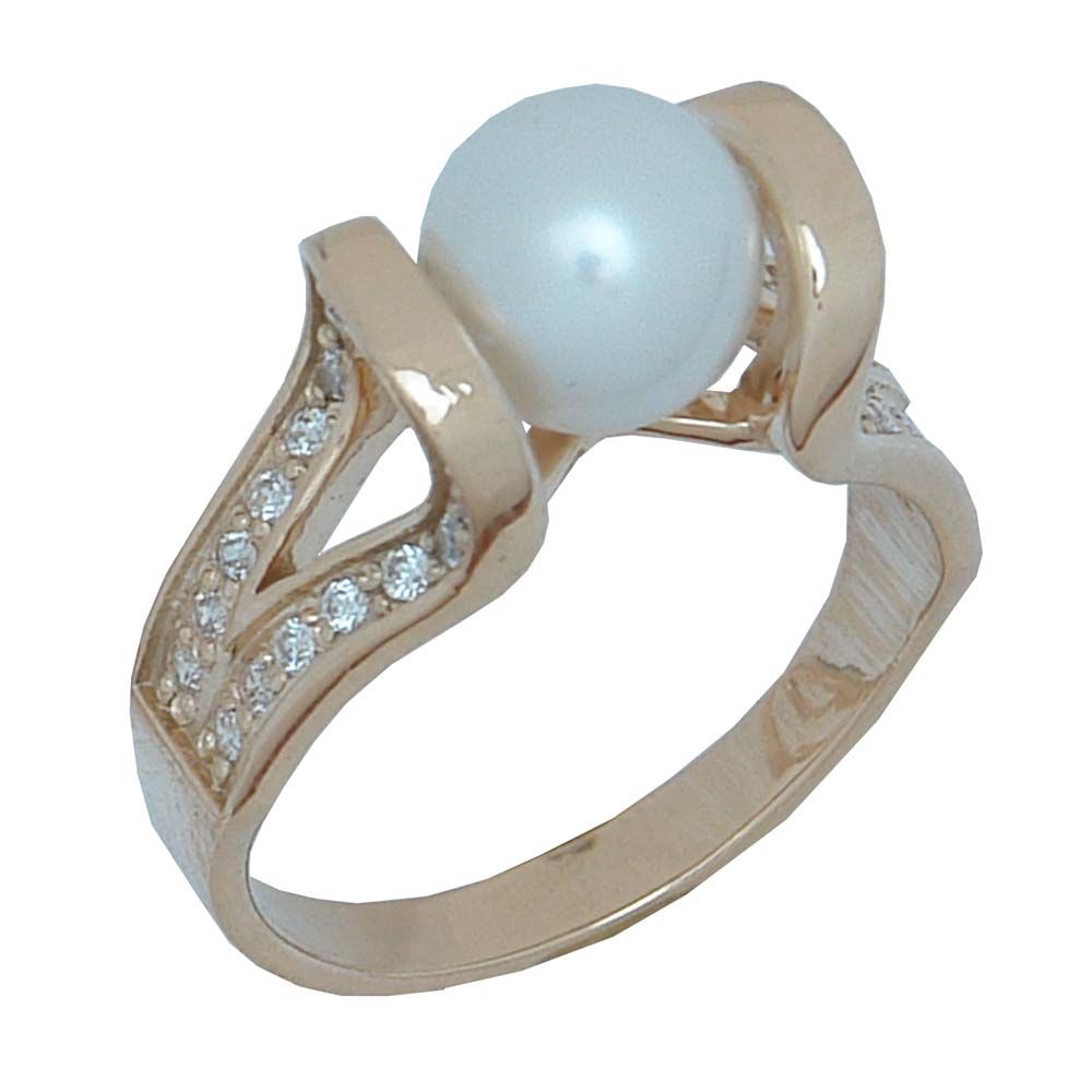 Перстень из белого золота  с жемчугом (модель 02-0562.0.2310)