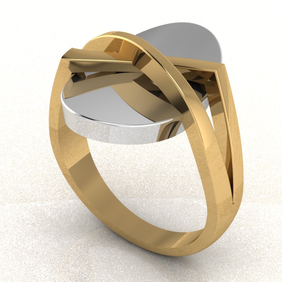 Перстень из красного+белого золота  (модель 02-1307.0.4000) - 3