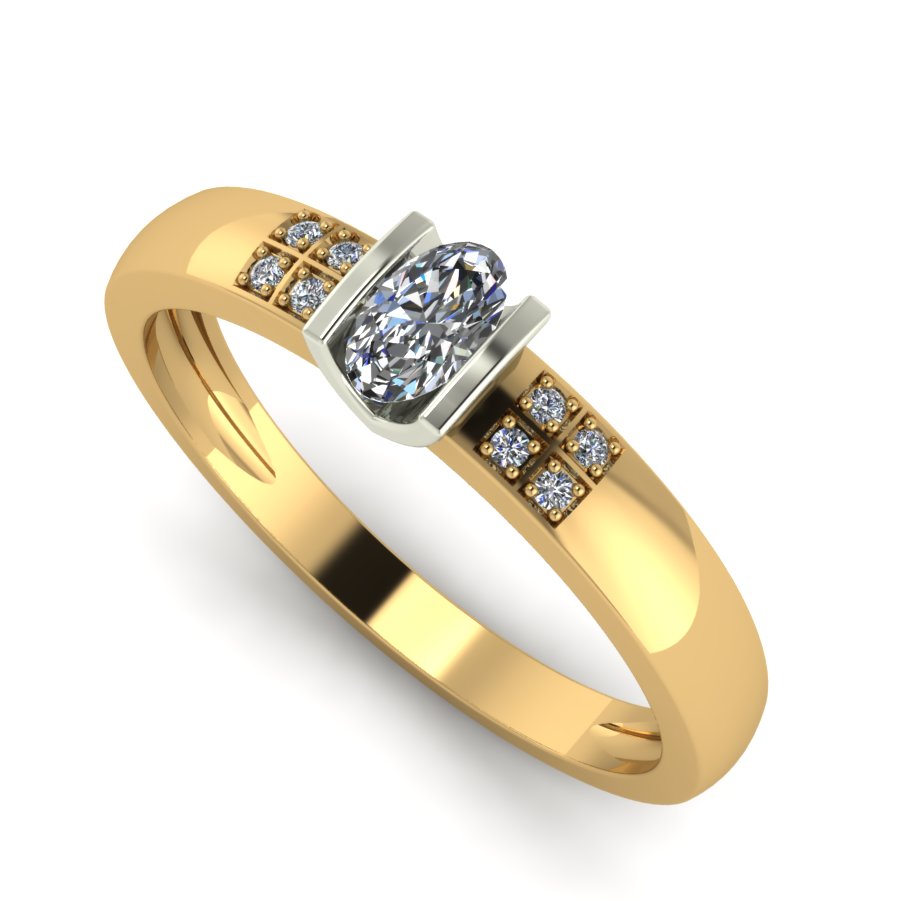 Перстень из красного+белого золота  с цирконием (модель 02-1773.0.4401) - 5