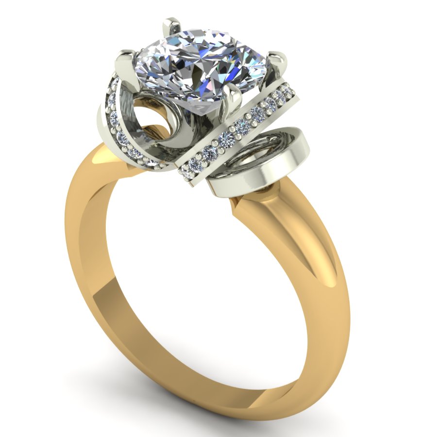 Перстень из красного+белого золота  с цирконием (модель 02-0872.0.4401) - 4