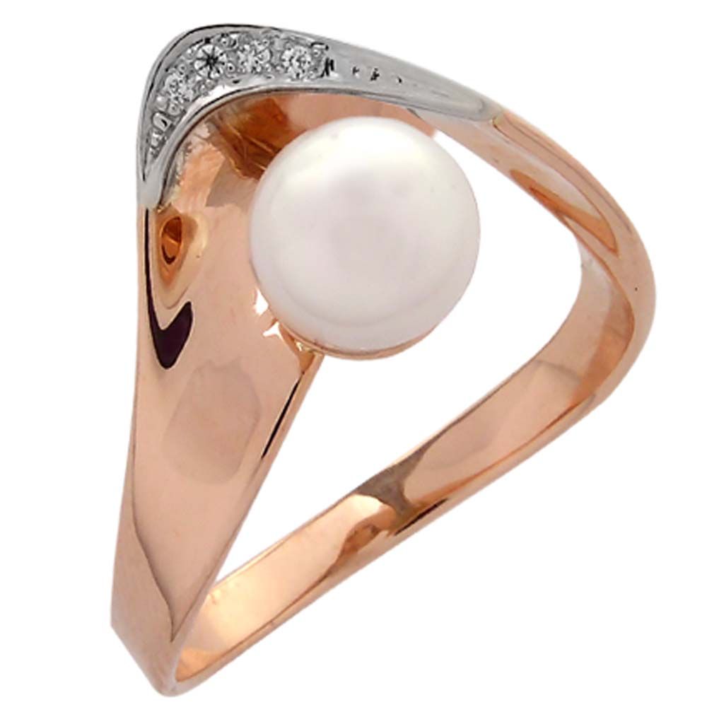 Перстень из белого золота  с жемчугом (модель 02-0193.0.2310)