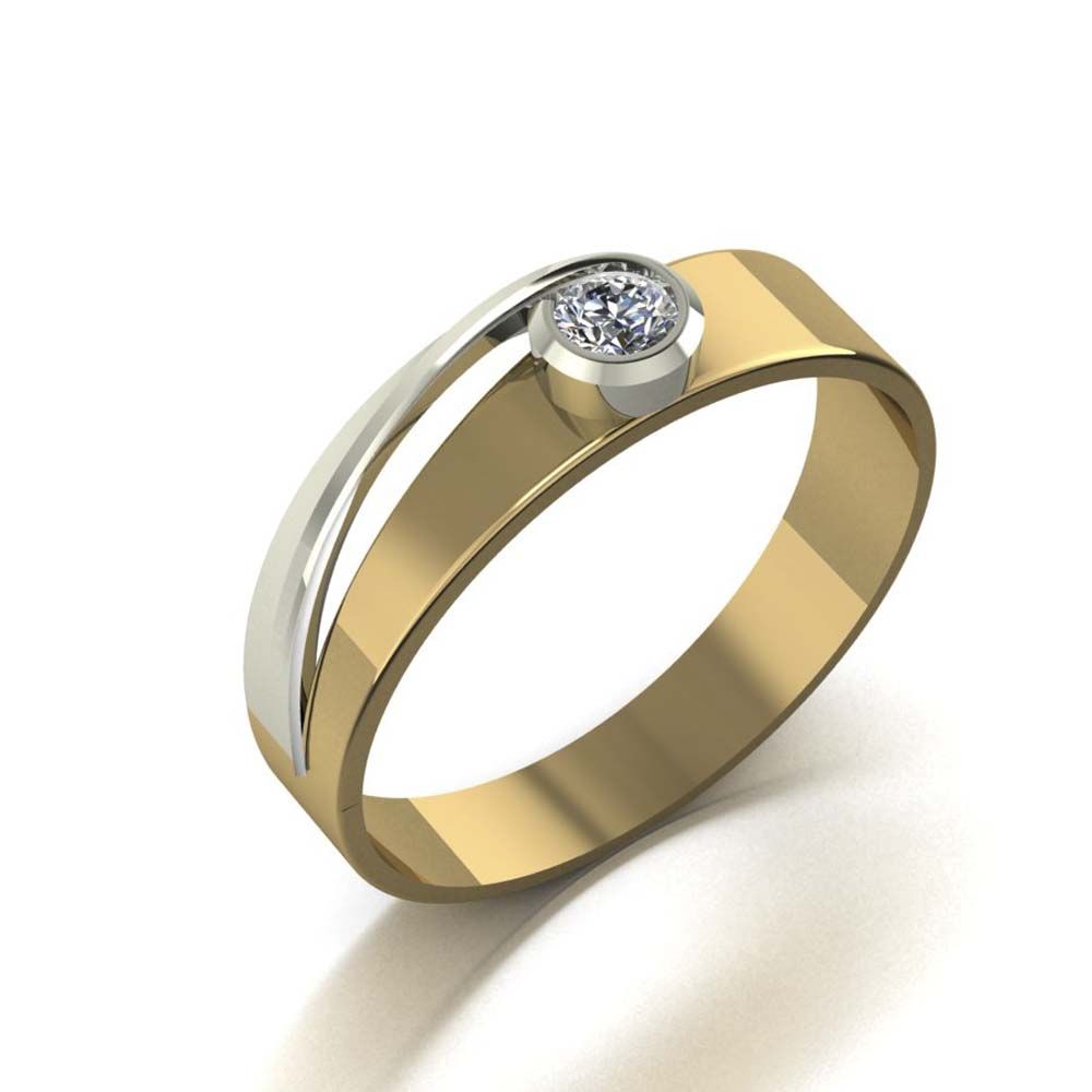 Перстень из красного+белого золота  с цирконием (модель 02-1979.0.4401)