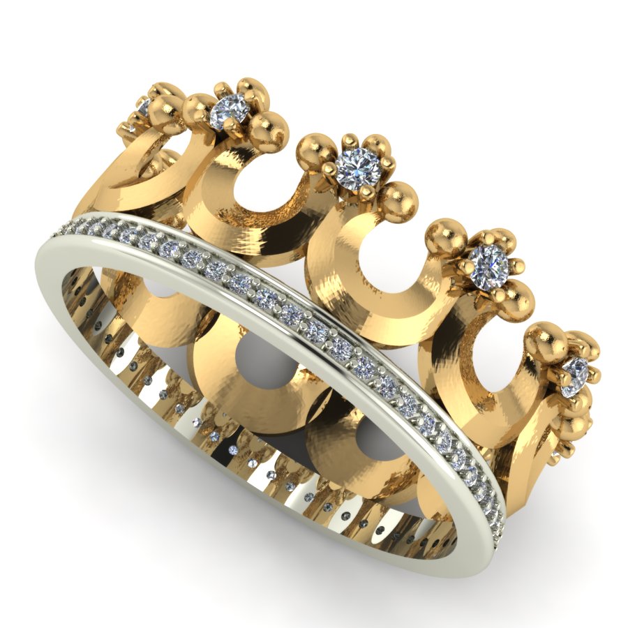 Перстень из красного+белого золота  с цирконием (модель 02-0881.0.4401) - 3