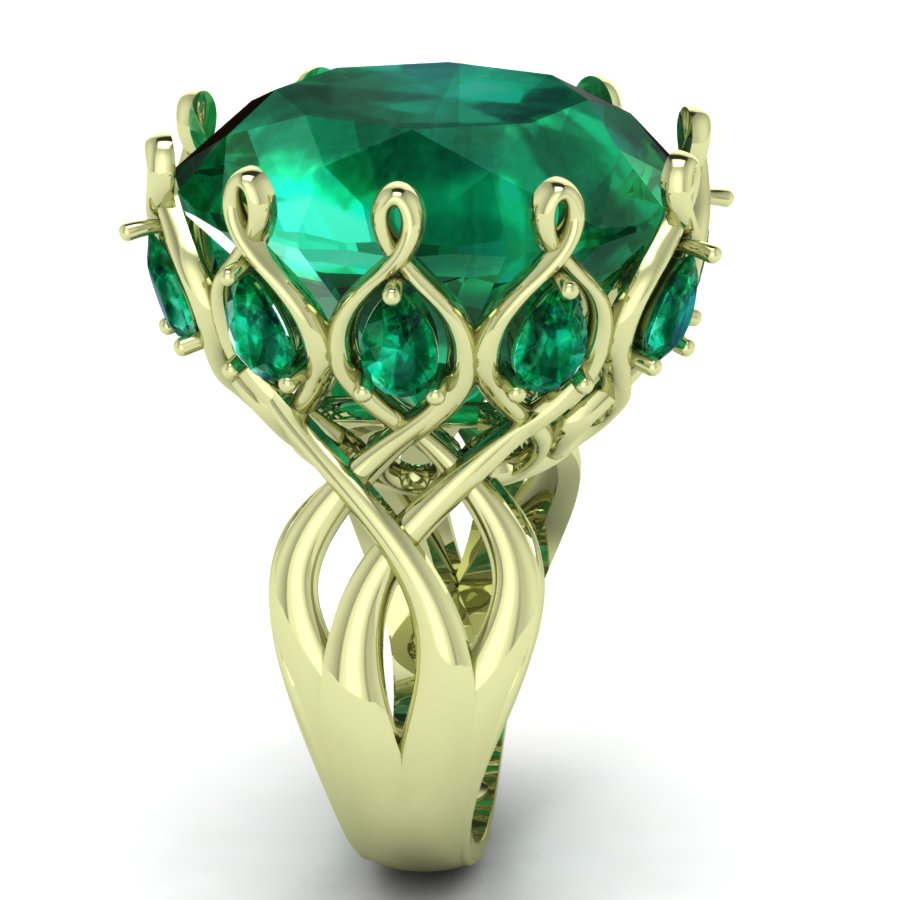 Перстень из лимонного золота  с кварцем зеленым (модель 02-1781.0.3256) - 2
