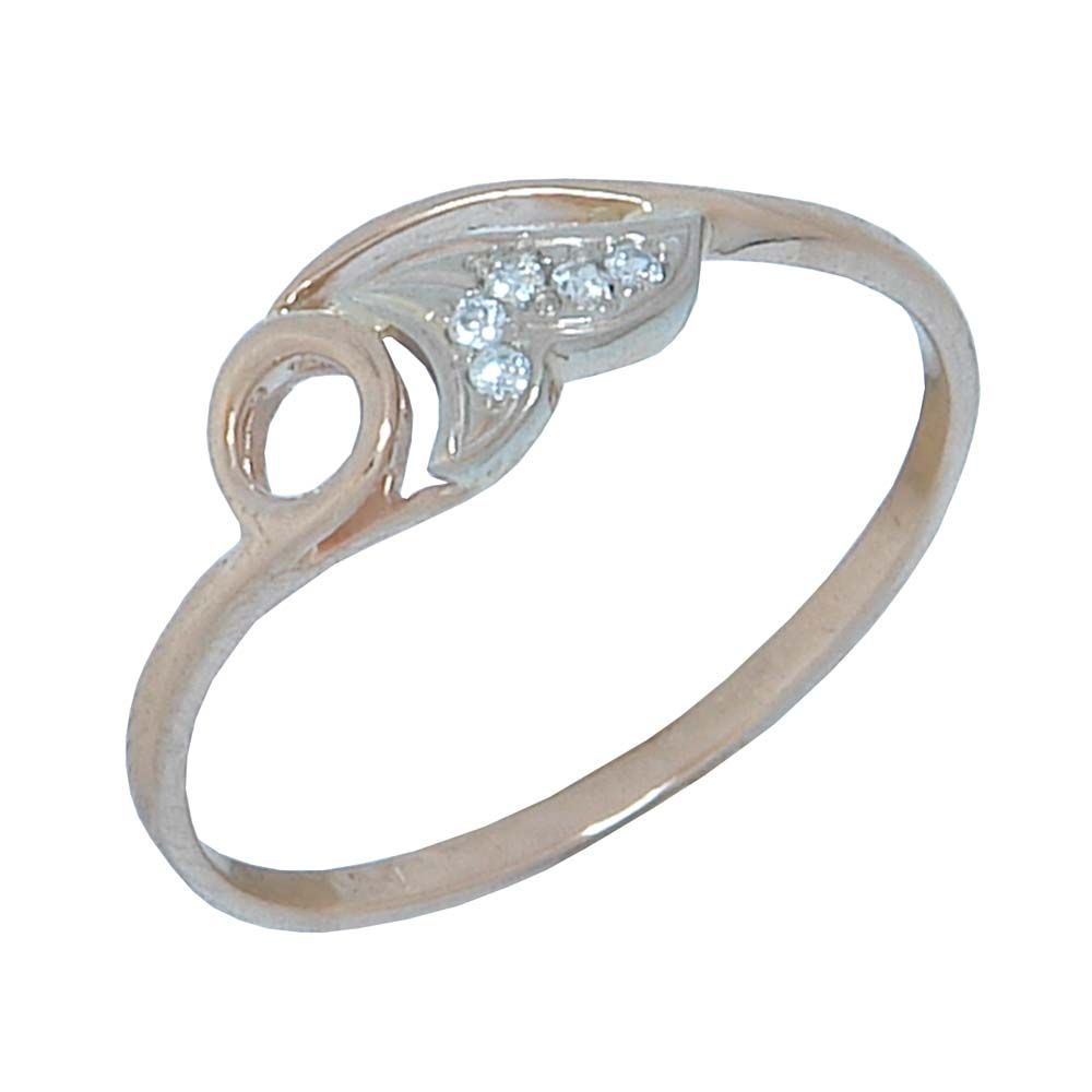 Перстень из красного+белого золота  с цирконием (модель 02-0460.0.4401)