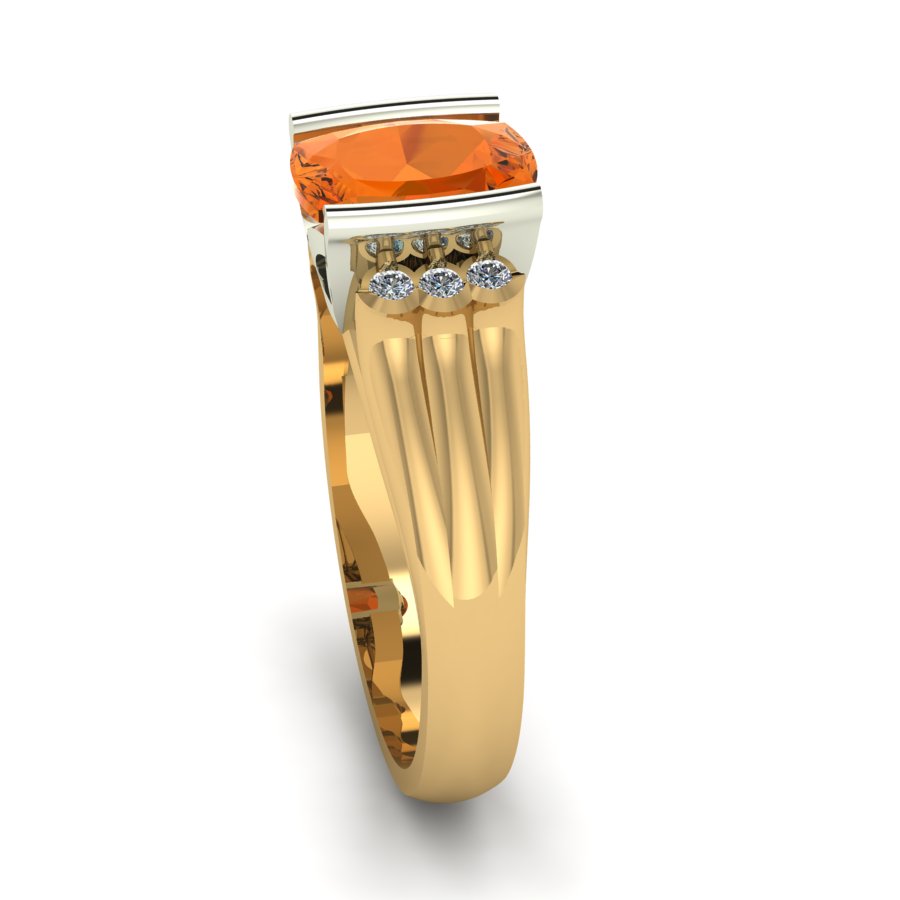 Перстень из красного+белого золота  с топазом оранжевым (модель 02-1251.0.4226) - 2