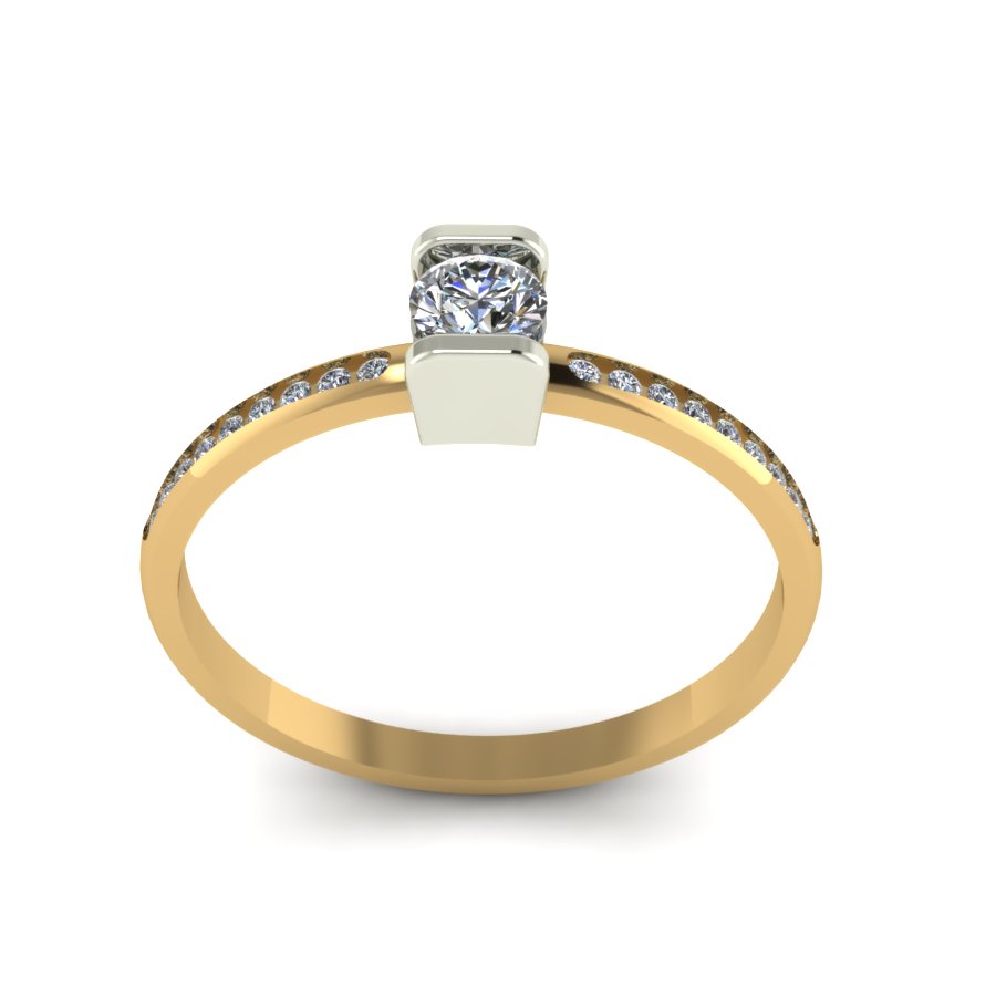 Перстень из красного+белого золота  с цирконием (модель 02-1338.0.4401) - 2
