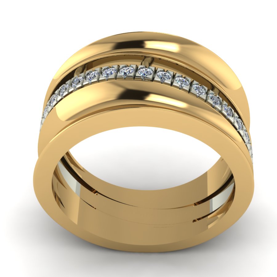 Перстень из красного+белого золота  с цирконием (модель 02-1327.0.4401) - 2
