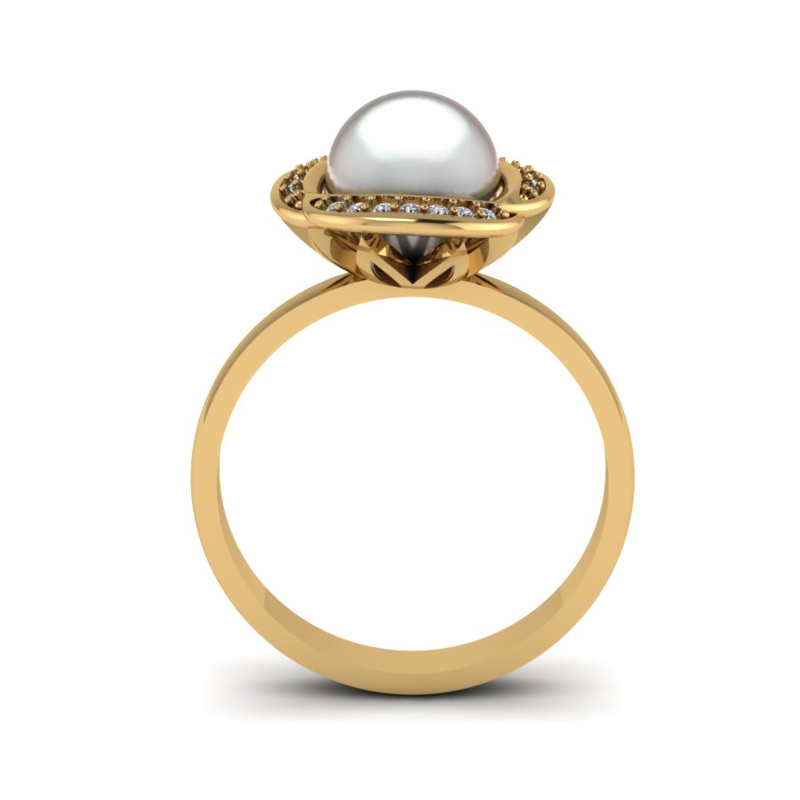 Перстень из красного золота  с жемчугом (модель 02-1038.0.1310) - 4