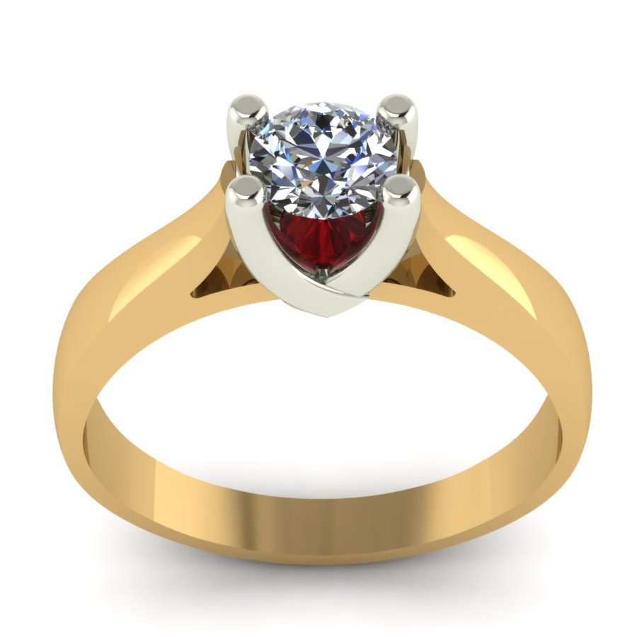 Перстень из красного+белого золота  с корундом синтетич (модель 02-1238.0.4406)