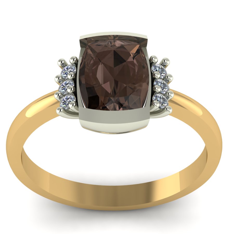 Перстень из красного+белого золота  с дымчатым кварцем (модель 02-1248.0.4250) - 1