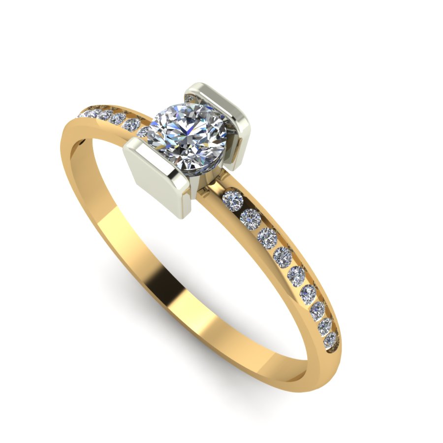 Перстень из красного+белого золота  с цирконием (модель 02-1338.0.4401) - 5
