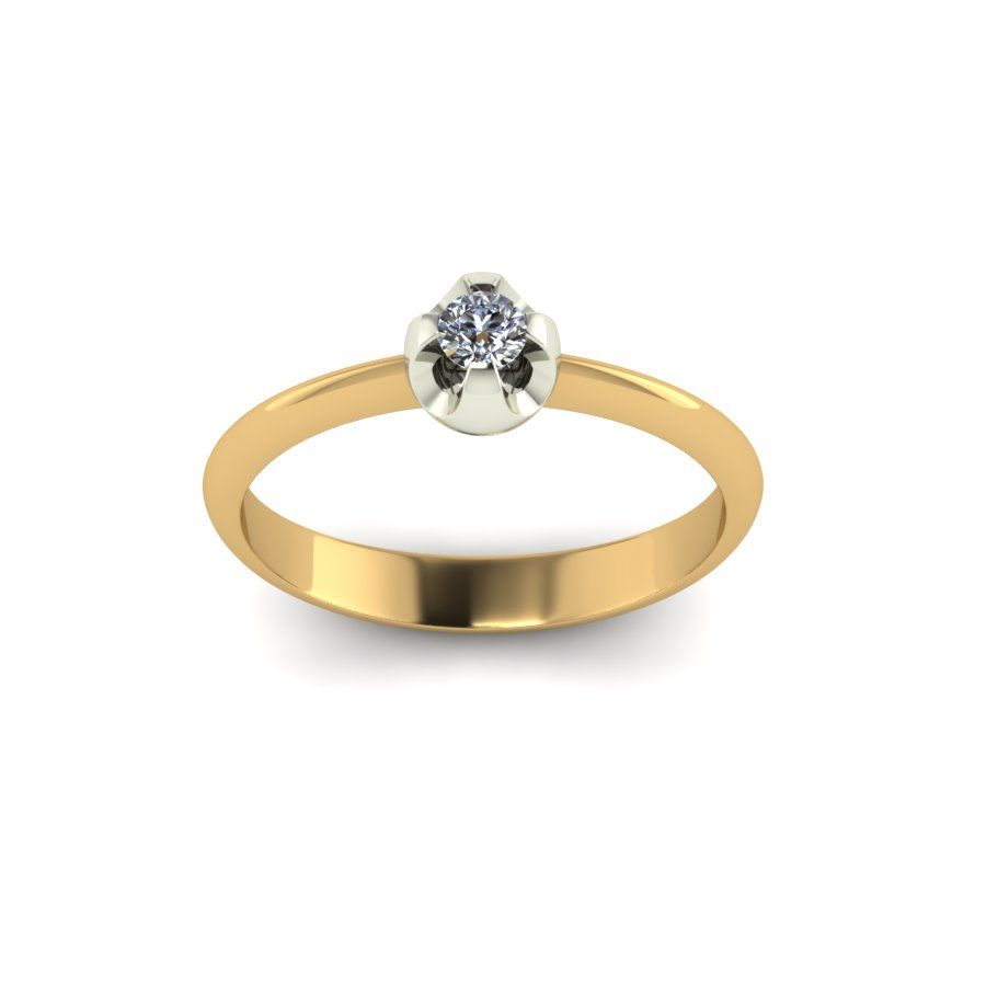 Перстень из красного+белого золота  с цирконием (модель 02-1536.0.4401) - 2