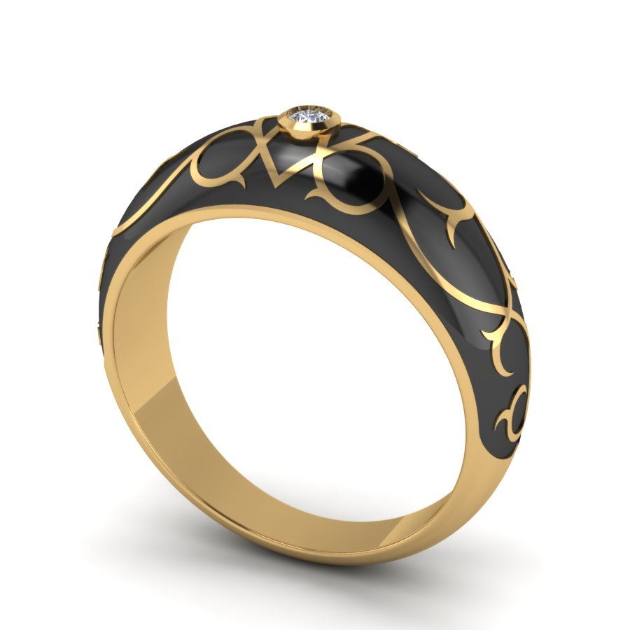 Перстень из красного золота  с бриллиантом (модель 02-1542.0.1110) - 1