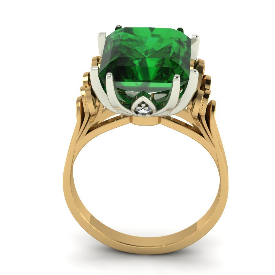 Перстень из красного+белого золота  с кварцем зеленым (модель 02-1547.0.4256)
