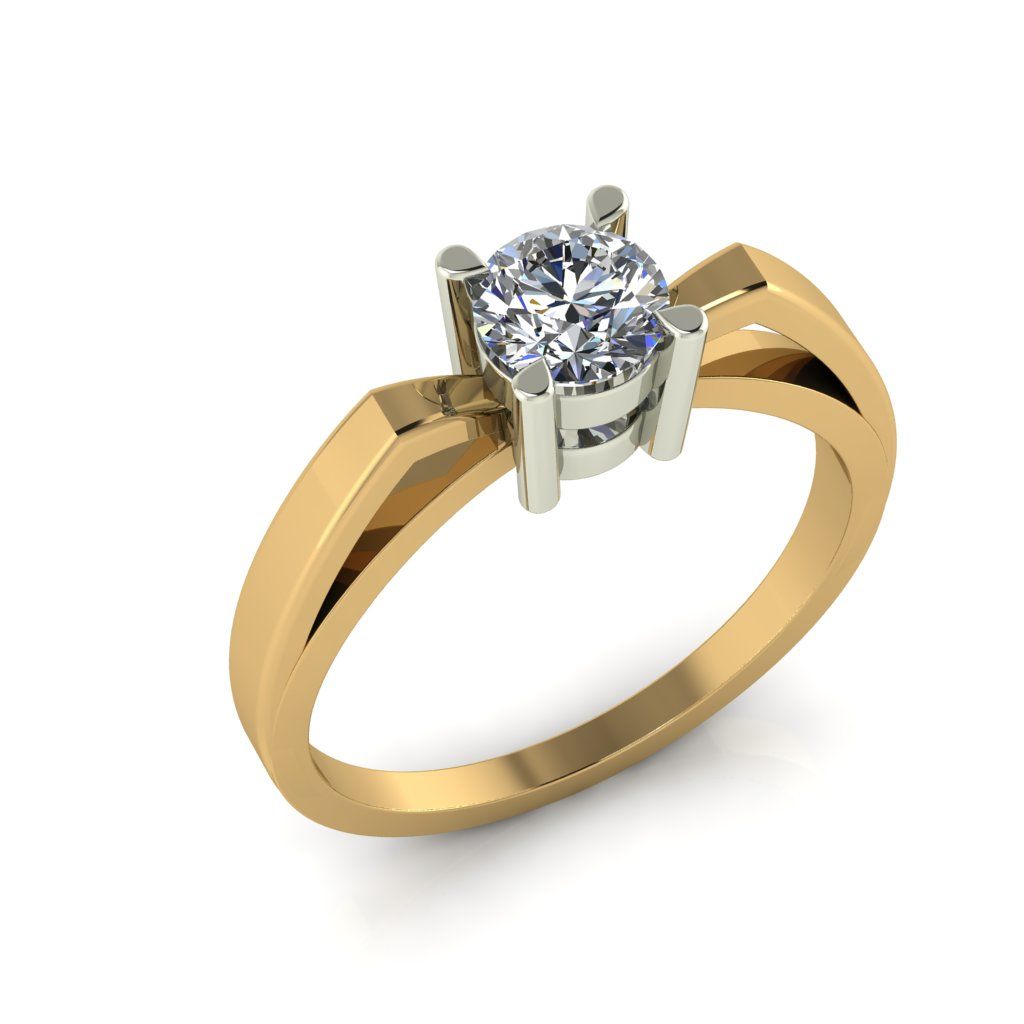 Перстень из красного+белого золота  с кварцем зеленым (модель 02-1333.1.4256)
