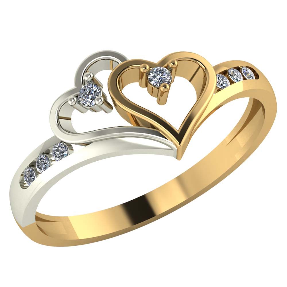 Перстень из красного+белого золота  с цирконием (модель 02-1353.0.4401)