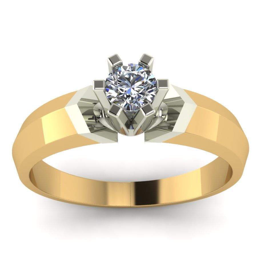 Перстень из красного+белого золота  с бриллиантом (модель 02-0797.0.4110)