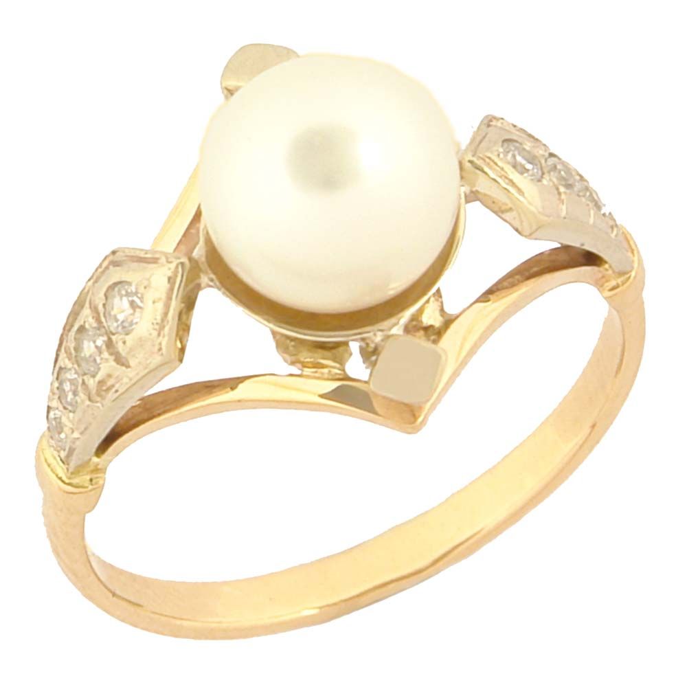 Перстень из белого золота  с жемчугом (модель 02-0264.0.2310)